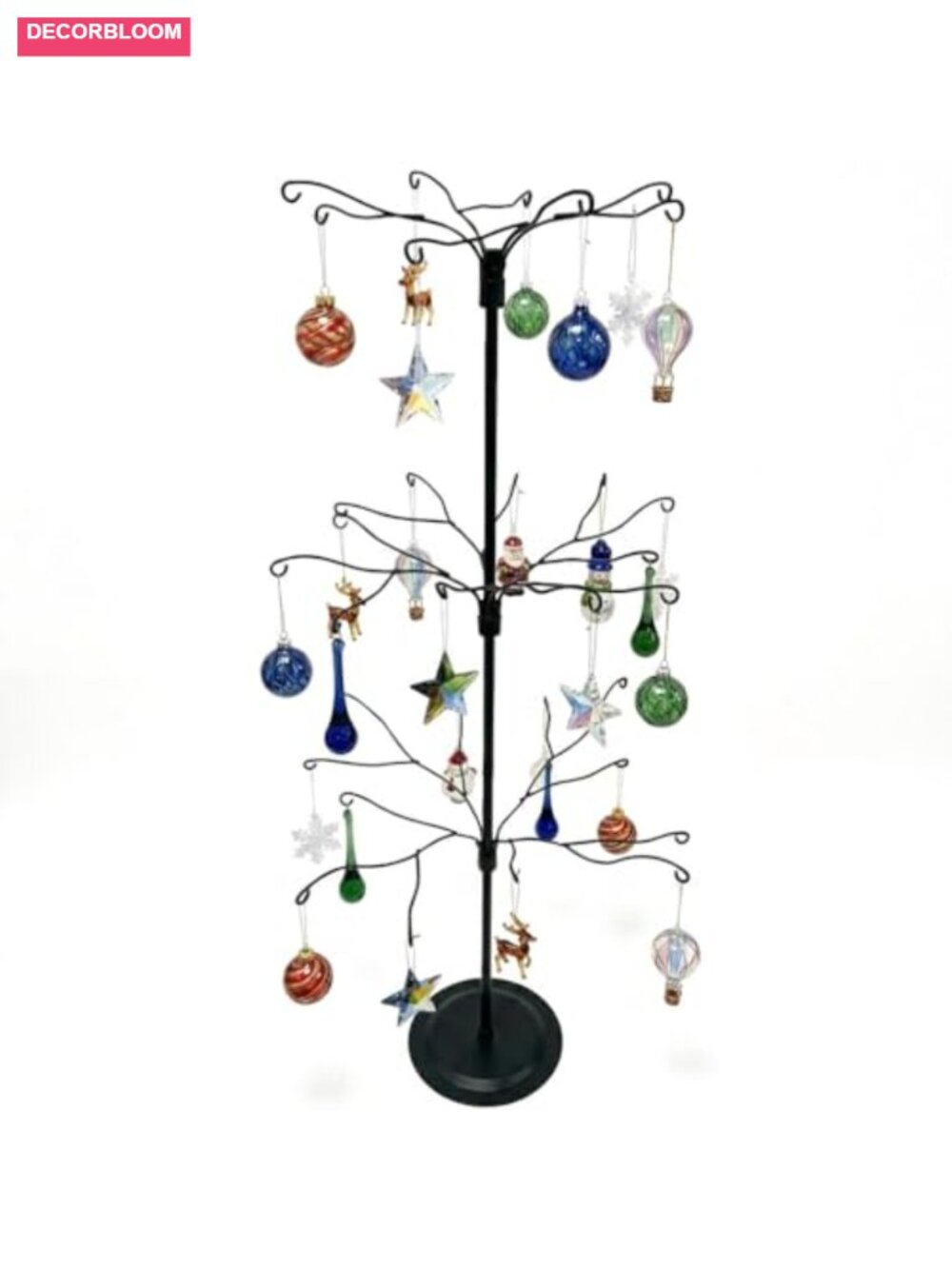 32-Ornament Metal Display Stand 24 Inch Tabletop Tree Steel 3-Tier